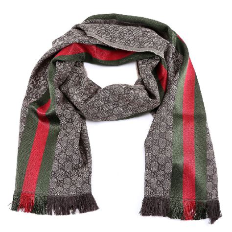 gucci jacquard knit scarf with web and fringe|gg jacquard pattern knitted scarf.